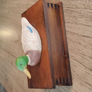 Vintage wood dresser valet box with Duck.